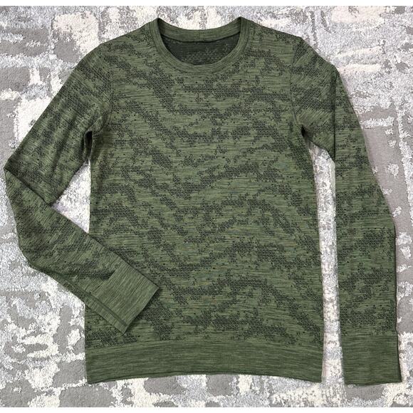 Lululemon‎ Swiftly Breathe Long Sleeve Shirt Green Scape Rainforest Gym Run sz 2 - Picture 1 of 9